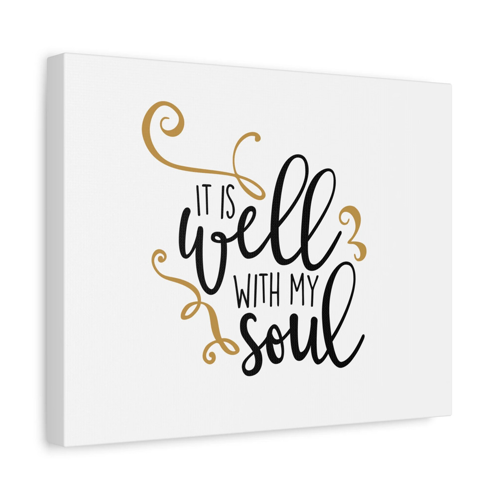 Scripture Canvas It Is Well With My Soul Psalm 42:7 White Christian Wall Art
